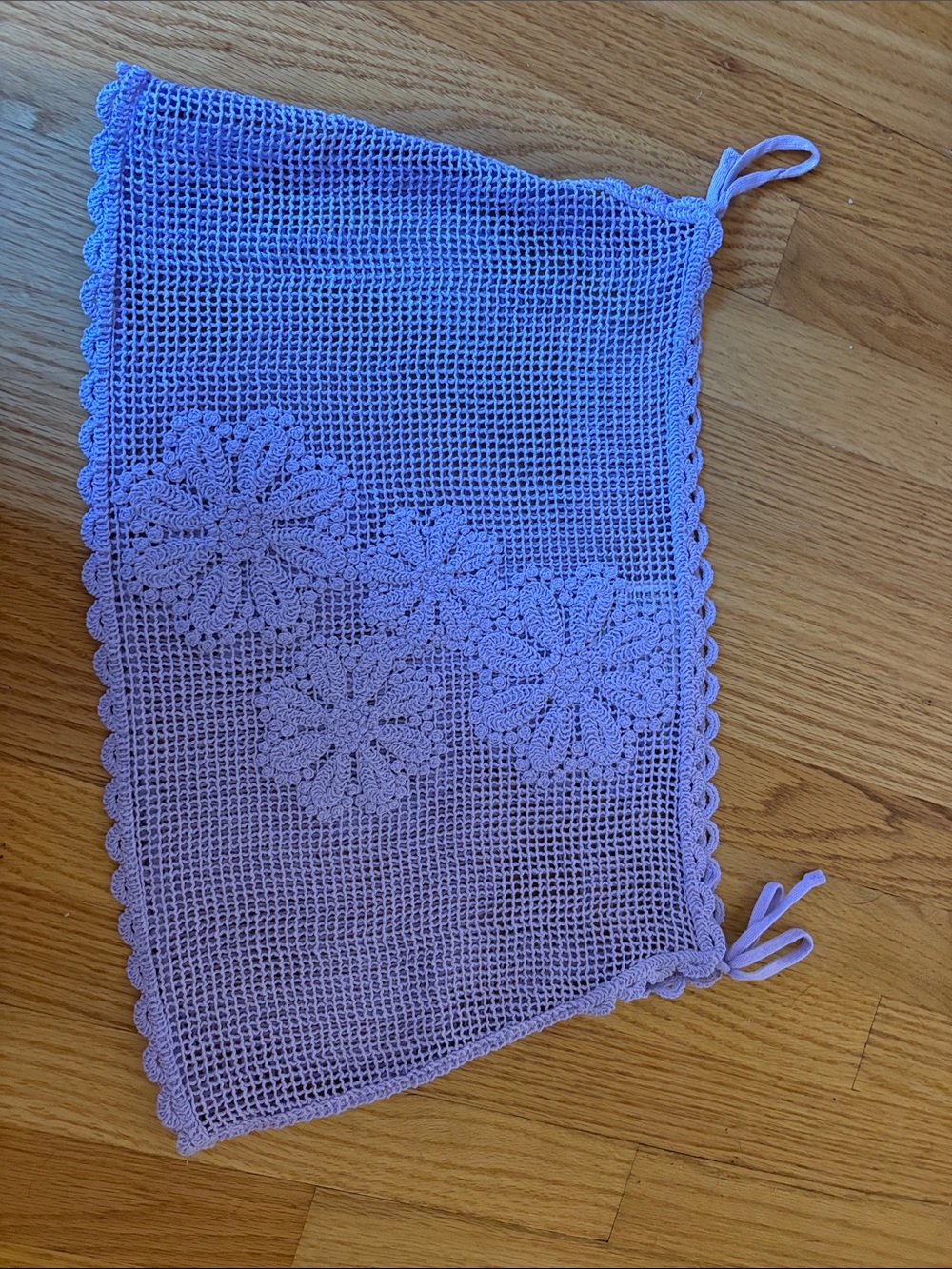 H&M Lavender Crochet Swim Coverup with Floral Motif